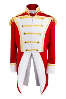 Uniform Fasching Soldat Napoleon Jacke Karnevalskostüm Party Gehrock Rot Weiß Gold New